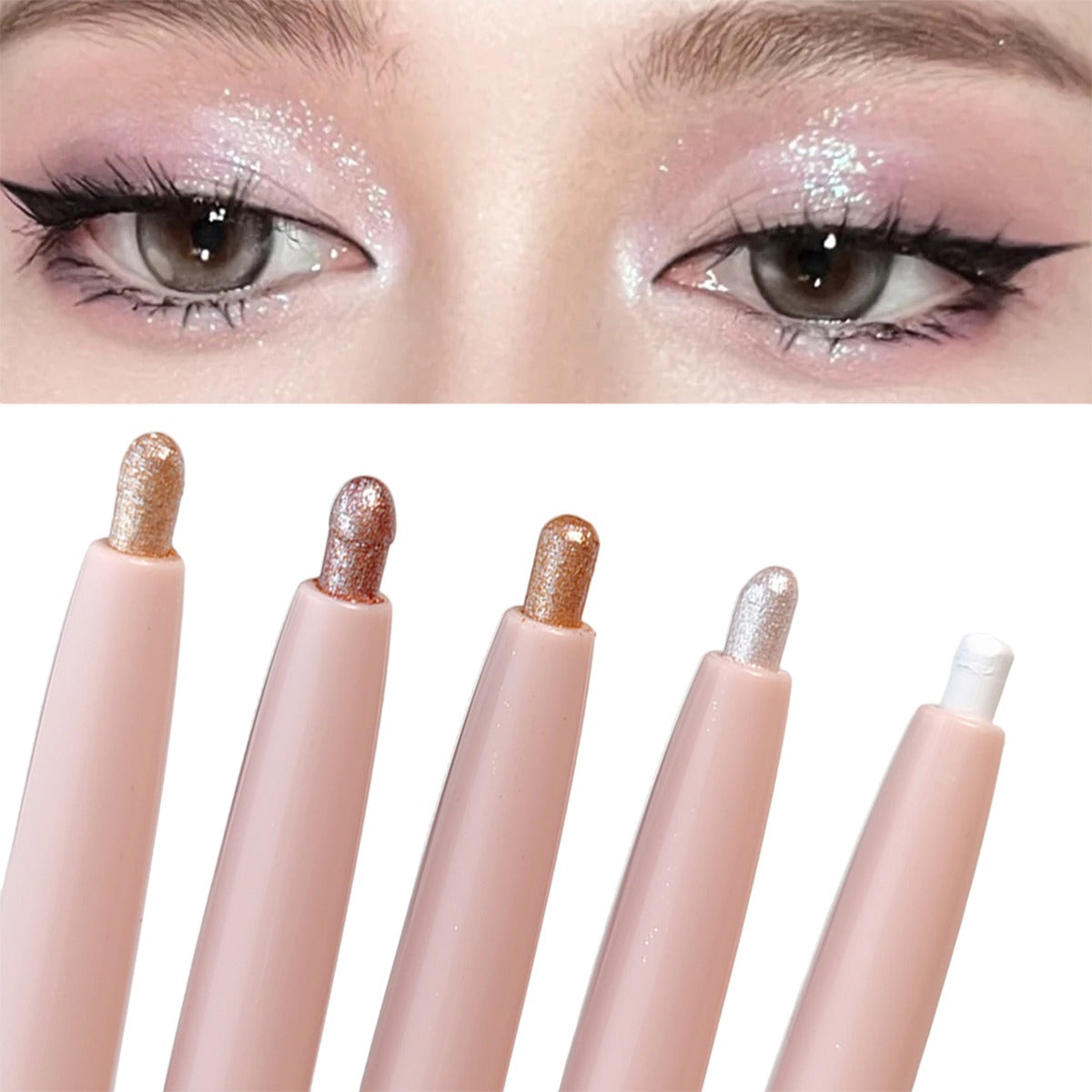 Glitter Highlighter Pen Waterproof Pearlescent Matte White Sliver Brighten Lying Silkworm Eyeshadow Stick Makeup