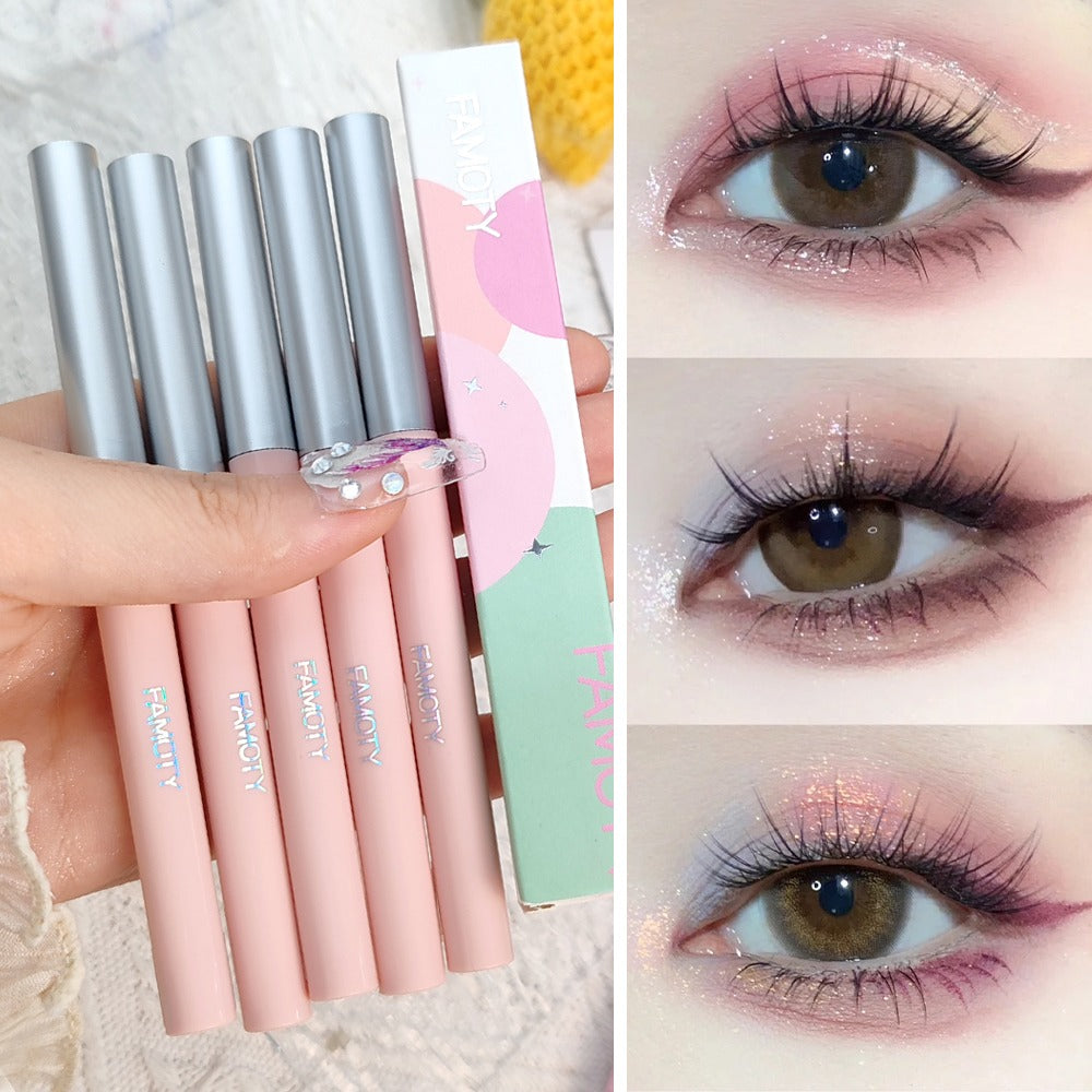 Glitter Highlighter Pen Waterproof Pearlescent Matte White Sliver Brighten Lying Silkworm Eyeshadow Stick Makeup