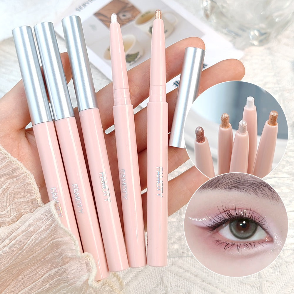 Glitter Highlighter Pen Waterproof Pearlescent Matte White Sliver Brighten Lying Silkworm Eyeshadow Stick Makeup