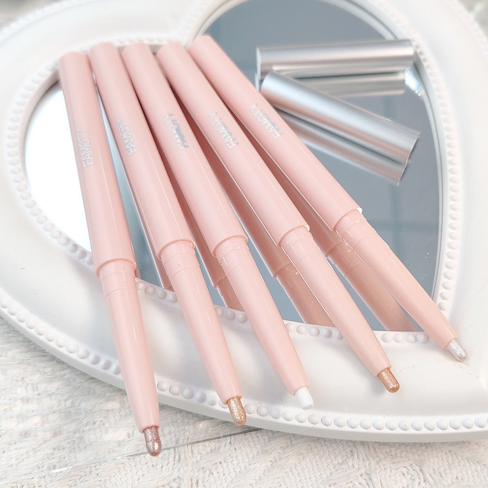 Glitter Highlighter Pen Waterproof Pearlescent Matte White Sliver Brighten Lying Silkworm Eyeshadow Stick Makeup