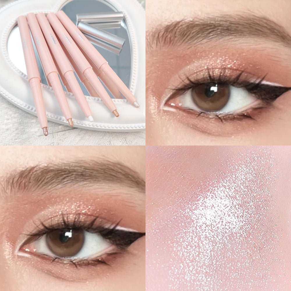 Glitter Highlighter Pen Waterproof Pearlescent Matte White Sliver Brighten Lying Silkworm Eyeshadow Stick Makeup